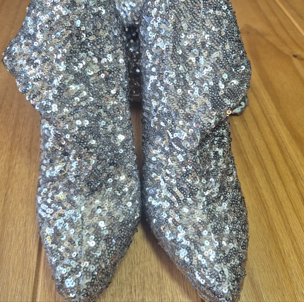 Steve Madden 'Nikita' Silver Sequins‎ Over The Knee Boots - Size 7